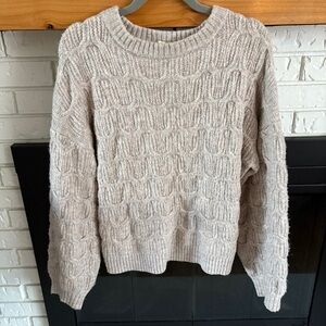 *2/$15* Beige Cable Knit Crew Neck Sweater